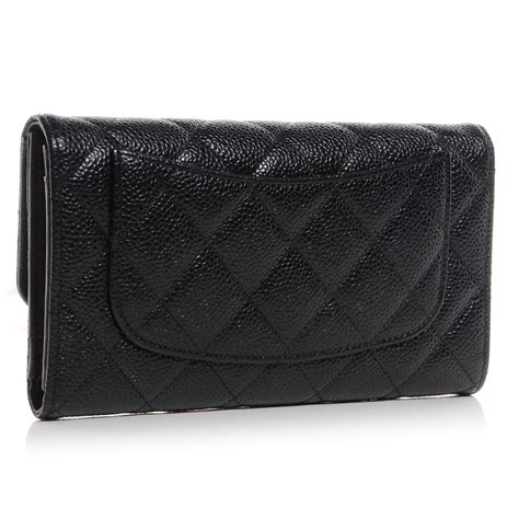 chanel classic long flap wallet caviar|Chanel Black Quilted Caviar Classic Long Flap Wallet Gold .